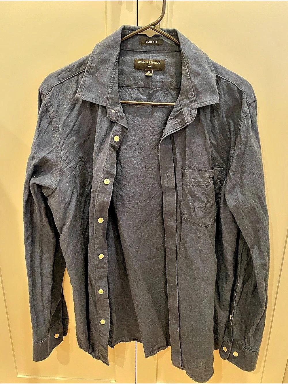 Banana Republic Slim Fit Linen Shirt Men's Medium Gray